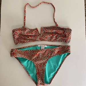 DIANE VON FURSTENBERG teal/red dot bikini
